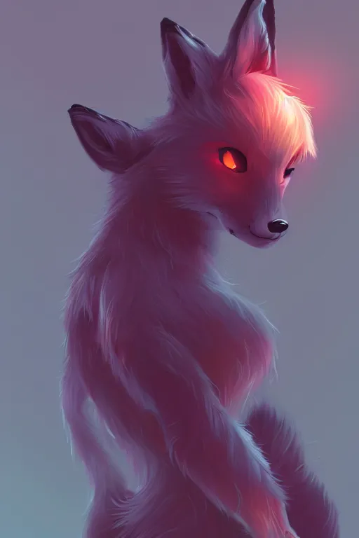 Image similar to a fox fursona, trending on artstation, by kawacy, furry art, digital art, cyberpunk, high quality, backlighting