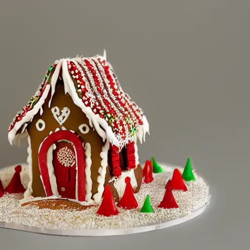 Image similar to a miniature gingerbread house version of the taj mahal,