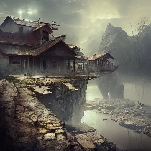 Prompt: michal karcz grunge painting of a beautiful landscape. , cyberpunk theme, detailed, elegant, intricate, 4k,