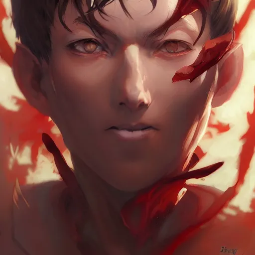 Image similar to Manga art of Devil boy, by Stanley Artgerm Lau, WLOP, Rossdraws, James Jean, Andrei Riabovitchev, Marc Simonetti, Yoshitaka Amano, ArtStation, CGSociety,