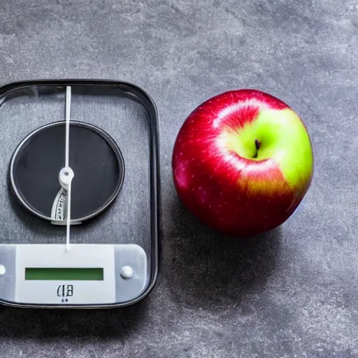 Image similar to weighing scale with one apple in one side and one onion in the other