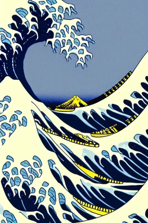 Image similar to Patrick Nagel Poster Illustration of The Great Wave off Kanagawa