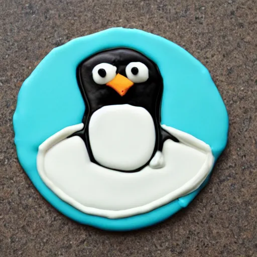 Image similar to cookie in the shape of linux penguin