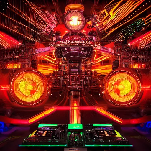 Image similar to album art for a trance dj, the album is called tripmachine, a huge steampunk mechanic machine with many gears and tubes and wires,, 8 k, fluorescent colors, halluzinogenic, multicolored, exaggerated detailed, front shot, 3 d render, octane