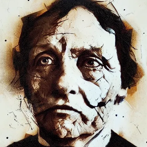 Prompt: portrait no. 1, mixed media, by lee ellis and francisco goya,,, insane!