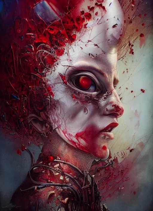 Image similar to queen of hearts, highly detailed, cinematic, 8 k, by megan duncanson, stanley artgermm, tom bagshaw, craig mullins, carne griffiths, ayami kojima, beksinski, giger, trending on deviantart, hyper detailed, horror, full of colour