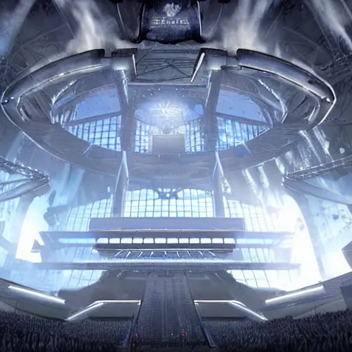 Prompt: The Undertaker entrance at a giant futuristic stadium, high quality, detailed, hyper realism