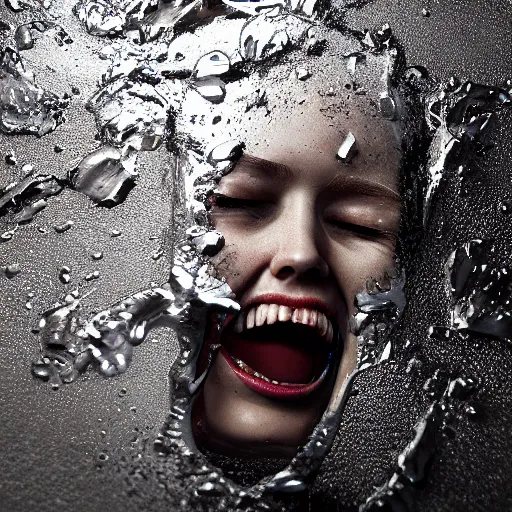 Prompt: head eating itself, melting, liquified, chrome reflections, octane render, cgsociety, autodesk, behance