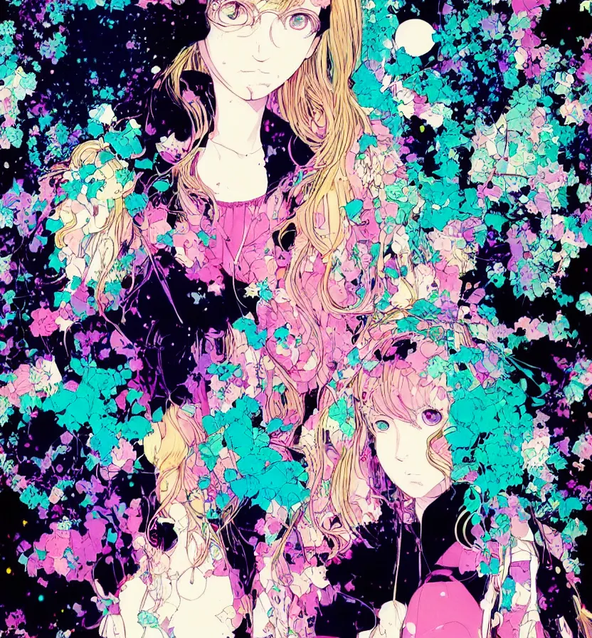 Image similar to a portrait of porter robinson blonde by inio asano, beeple and james jean, hiroyuki takahashi color scheme