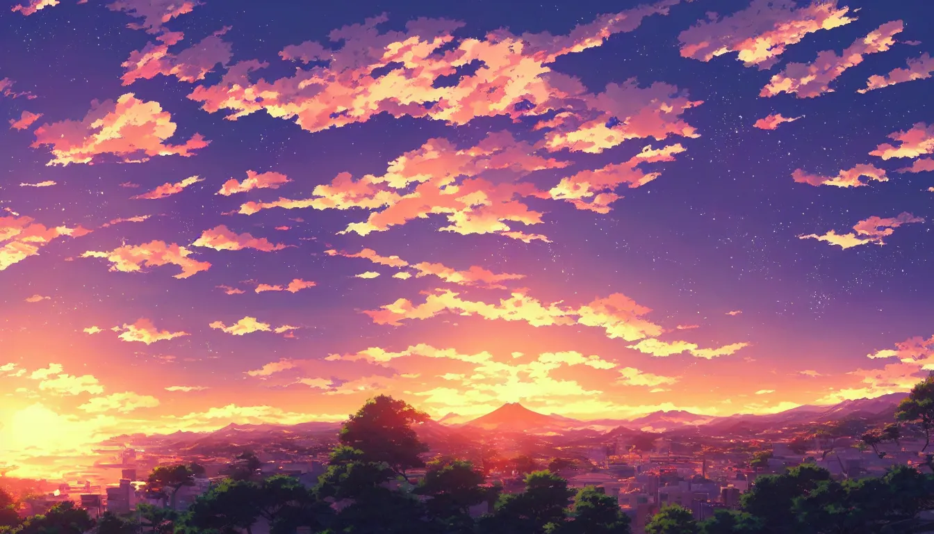 Photoshop Painting - Anime Style Burning Sunset - YouTube