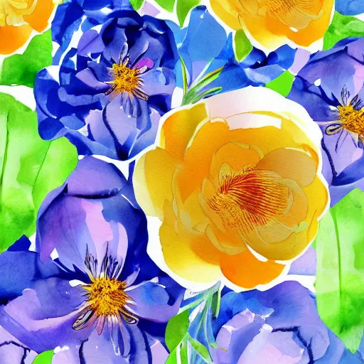 Image similar to exquisite fresh floral watercolor prints, 8 k, super detailed, modern, 8 k, symmetrical with beautiful and high resolution elements