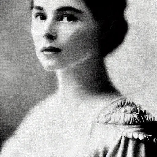 Image similar to victorian photograph of grace kelly, emilia clarke, 1 8 8 0 s, 1 8 9 0 s, 1 9 0 0 s grainy, slightly blurry, very faded photo, realistic face, elegant, graceful