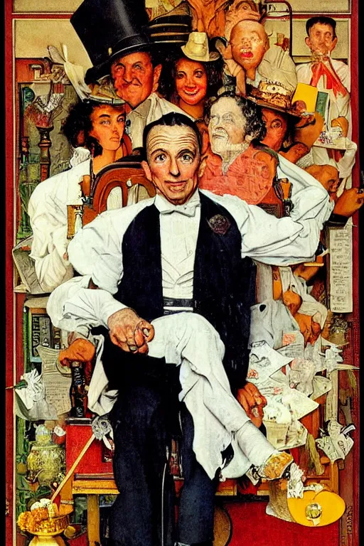 Image similar to magician pepo capel portrait by norman rockwell, 1900s magiacian poster style