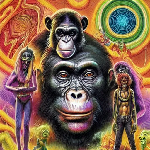 Image similar to psychedelia man disguised as a chimpanzee jean sebastien rossbach jeff easley jen bartel staedtler