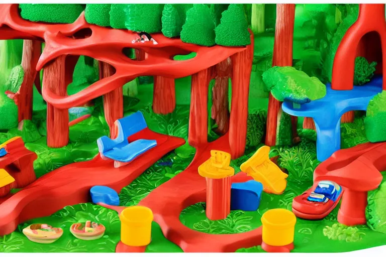 Image similar to fisher price redwood forest, california scene from tv show hyper detailed 5 5 mm 8 5 mm