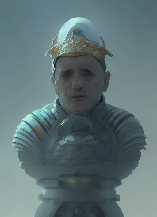 Image similar to The Futuristic Pope, extremely detailed digital painting, in the style of Fenghua Zhong and Ruan Jia and jeremy lipking and Peter Mohrbacher, mystical colors, rim light, beautiful Lighting, 8k, stunning scene, raytracing, octane, trending on artstation