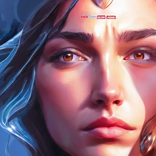 Image similar to a close up face of gal gadot as Kara Zor-El from Kryptonian planet by Stanley Artgerm Lau, WLOP, Rossdraws, James Jean, Andrei Riabovitchev, Marc Simonetti, Yoshitaka Amano, ArtStation, CGSociety, Full body shot