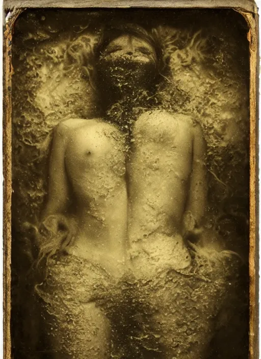 Image similar to old wetplate daguerreotype birth of entropy, fractal, intricate, elegant, highly detailed, parallax, leica, medium format, subsurface scattering, by jheronimus bosch and greg rutkowski and louis jacques mande daguerre