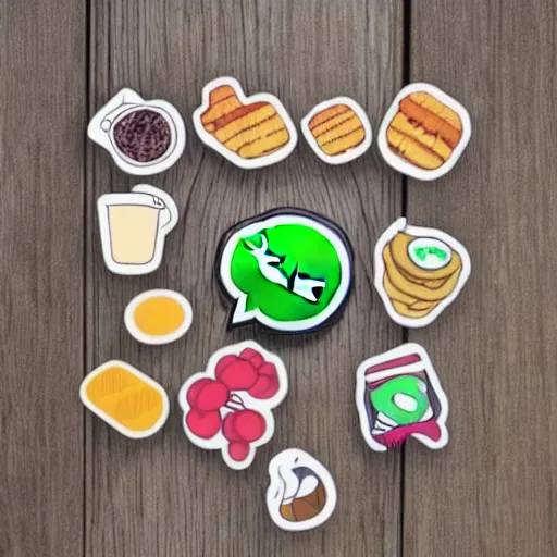 Prompt: a whatsapp stickers pack of lunch time,