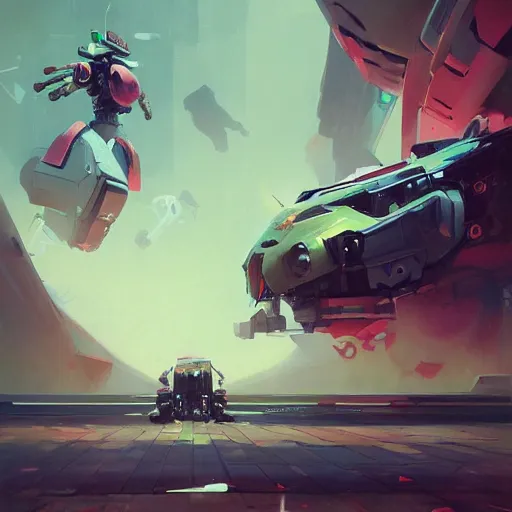 Image similar to a beautiful painting of mobile combat mecha by sergey kolesov and nekro and pascal blanche and rhads. in style of colorful comic noir illustration, symmetry, sci fi, hyper detailed. octane render. trending on artstation