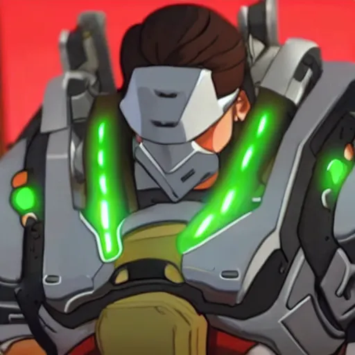 Image similar to a screenshot of arnold schwarzenegger as genji in overwatch