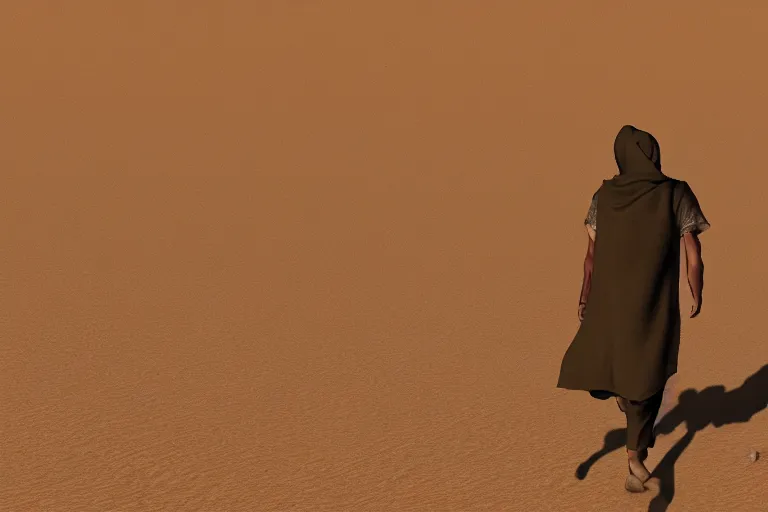 Image similar to detailed photo of wanderer found oaziz in desert, photorealistic