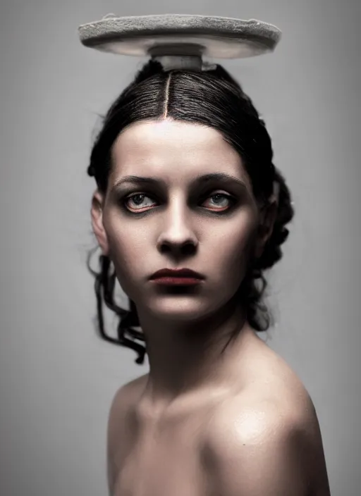 Image similar to 1 9 0 0 s, close up portrait of black eye beauty girl, depth of field, zeiss lens, detailed, symmetrical, centered, fashion photo shoot, by annie leibovitz and steve mccurry, david lazar, jimmy nelsson, breathtaking, 8 k resolution, extremely detailed, beautiful shot, artistic, hyperrealistic, beautiful face, octane render