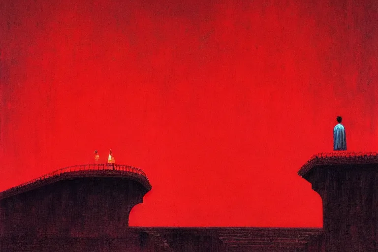 Image similar to only with red, a red melted emperor, taormina amphitheatre, crowd hails him happy, in the style of beksinski, parts by edward hopper, parts by rodcenko, parts by yue minjun, intricate and epic composition, red by caravaggio, insanely quality, highly detailed, masterpiece, red light, artstation, 4 k