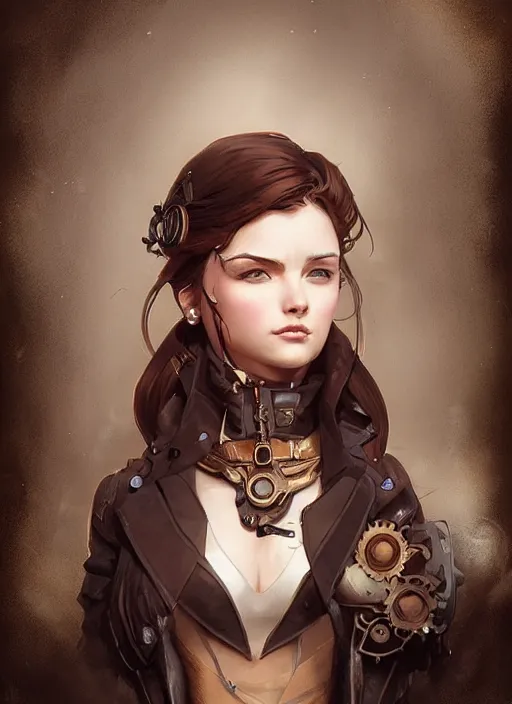 Image similar to portrait of a steampunk girl by Artgerm and Greg Rutkowski , digital painting, highly detailed, trending on artstation