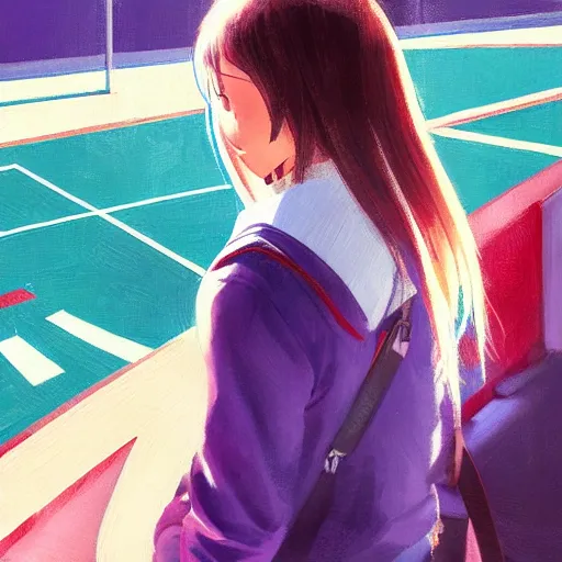 Image similar to a high detail portrait of high school girl by makoto sinkai, in simple background, CLIP STADIO, mad painting