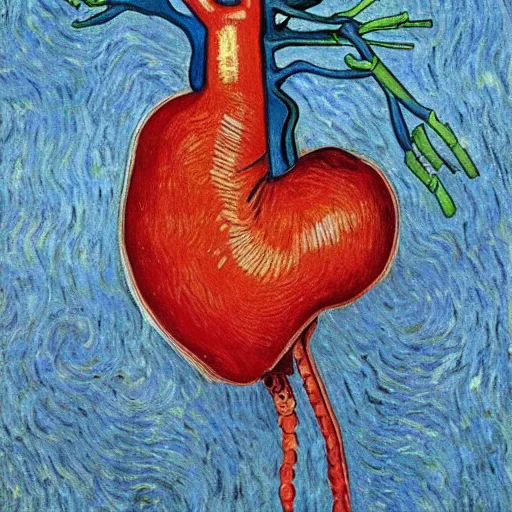 Prompt: cardiac anatomy, cardiac, anatomic, painting by van gogh
