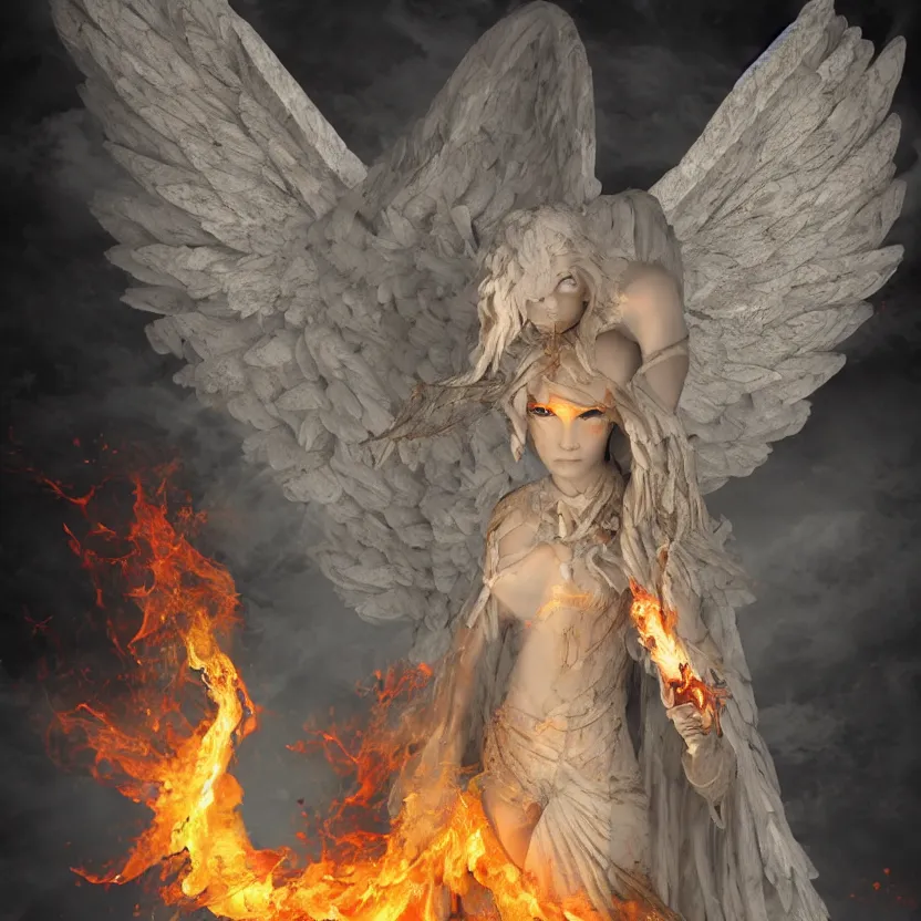 Image similar to stunning gothic angel of traquial light, of fire ice atmospheric, eerie, cinematic, epic, 8 k, 4 k, ultra detail, ultra - realistic, rendered by awesomeness