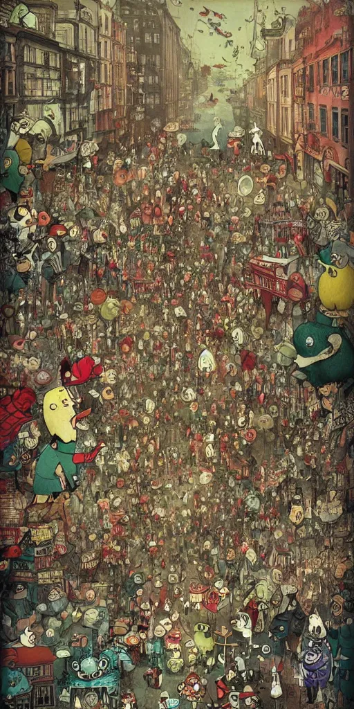 Image similar to a vintage thanksgiving day parade by alexander jansson and where's waldo