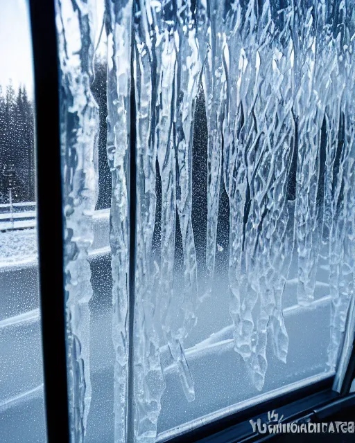 Image similar to tatra t 3 tram czech republic, side view, ice patterns on windows, winter, frost, around the city, evening, snow