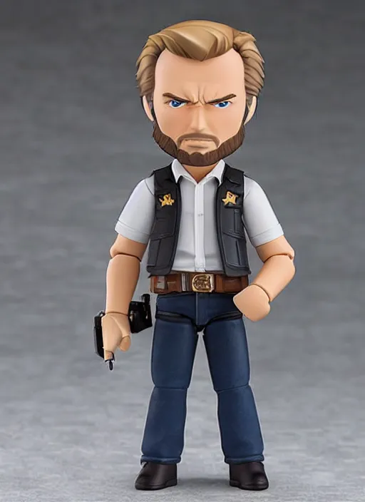 Image similar to clint eastwood, a nendoroid of clint eastwood is the man with no name, realistic face, detailed product photo