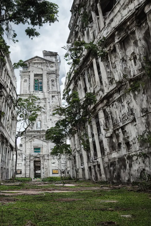 Image similar to a portrait of an abandoned de la salle university in the manila campus