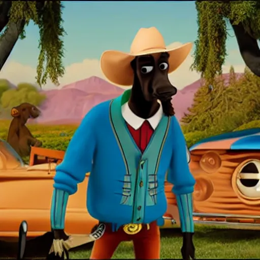 Prompt: pixar movie of snoop dogg as a cowboy