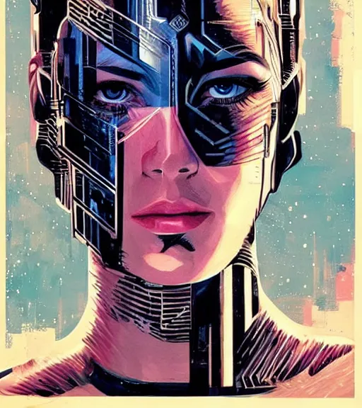 Image similar to portrait of an android, by DC comics and Sandra Chevrier