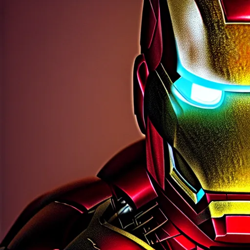 Image similar to a portrait of iron man as a scary zombie with his mask off and flesh ripped highly detailed, digital photo, hdri, by christopher bretz and john carpenter, vivid colors, high contrast, 8 k resolution, intricate, photorealistic, smooth, psychedelic color scheme, concept art, award winning, cg society contest winner