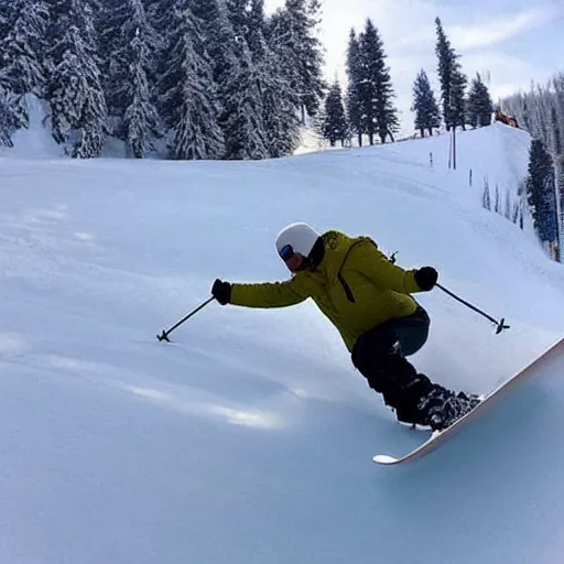 Image similar to photo of a guy skiing, the ground is all ice - cream!!!!!!!!!!!!!!!