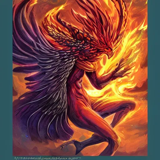 Image similar to fantasy art phoenix rising from ashes