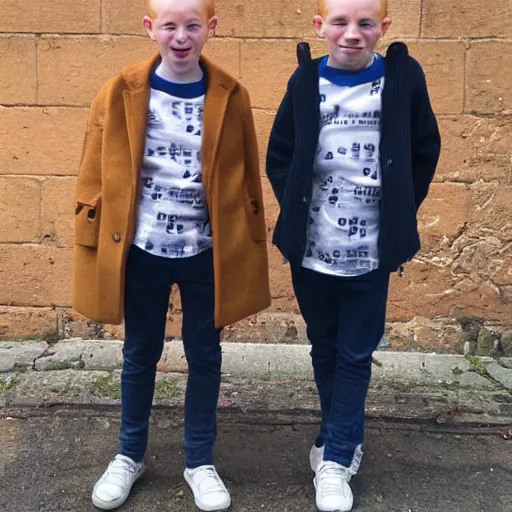 Prompt: ginger twin boys on South London street