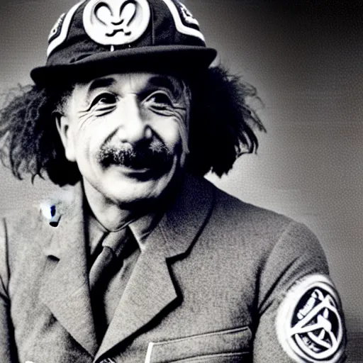 Image similar to Einstein as modern navy soldier, bright colors, film still