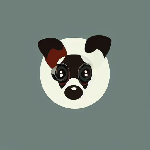 Prompt: high quality vector illustration of a little puppy cyborg, flat texture, trending on behance,