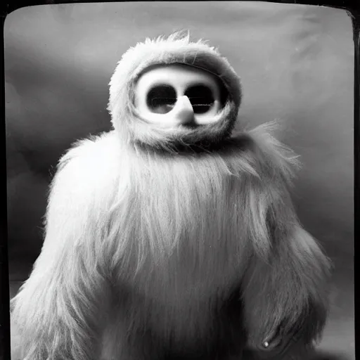 Prompt: : stereopticon photo of abominable snowman