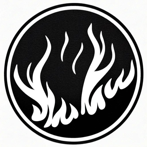 Image similar to illustration pictogram logo of fire, black and white only, smooth curves