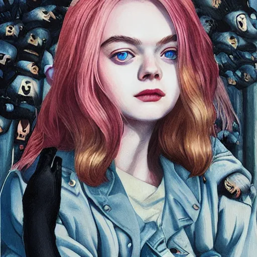 Image similar to Elle Fanning at Normandy D-day picture by Sachin Teng, asymmetrical, dark vibes, Realistic Painting , Organic painting, Matte Painting, geometric shapes, hard edges, graffiti, street art:2 by Sachin Teng:4