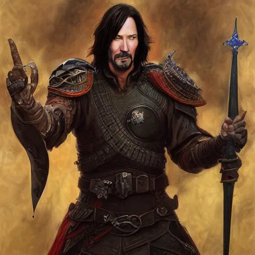 Prompt: Keanu Reeves as a fantasy D&D character, portrait art by Donato Giancola and James Gurney, digital art, trending on artstation