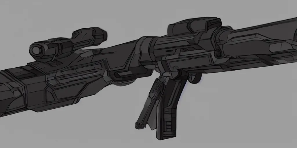 Image similar to a futuristic rifle designed by jsezz john seru and aaron de leon concept art, matte, sharp focus, illustration