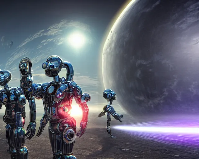 Image similar to love, joy, realistic textured magnetosphere humanoids, complex cybernetic glowing vortexes, large array, ornate, cinematic light shadows, hdr refractions, insanely detailed rendering, cybernetic civilisations, 8 k, *
